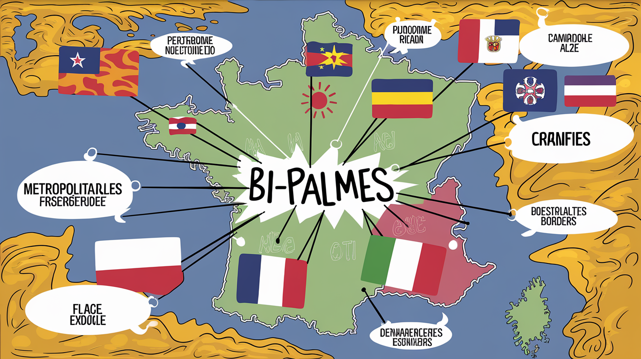Acronyme Bi-PALMES illustré sur carte mentale des frontières françaises