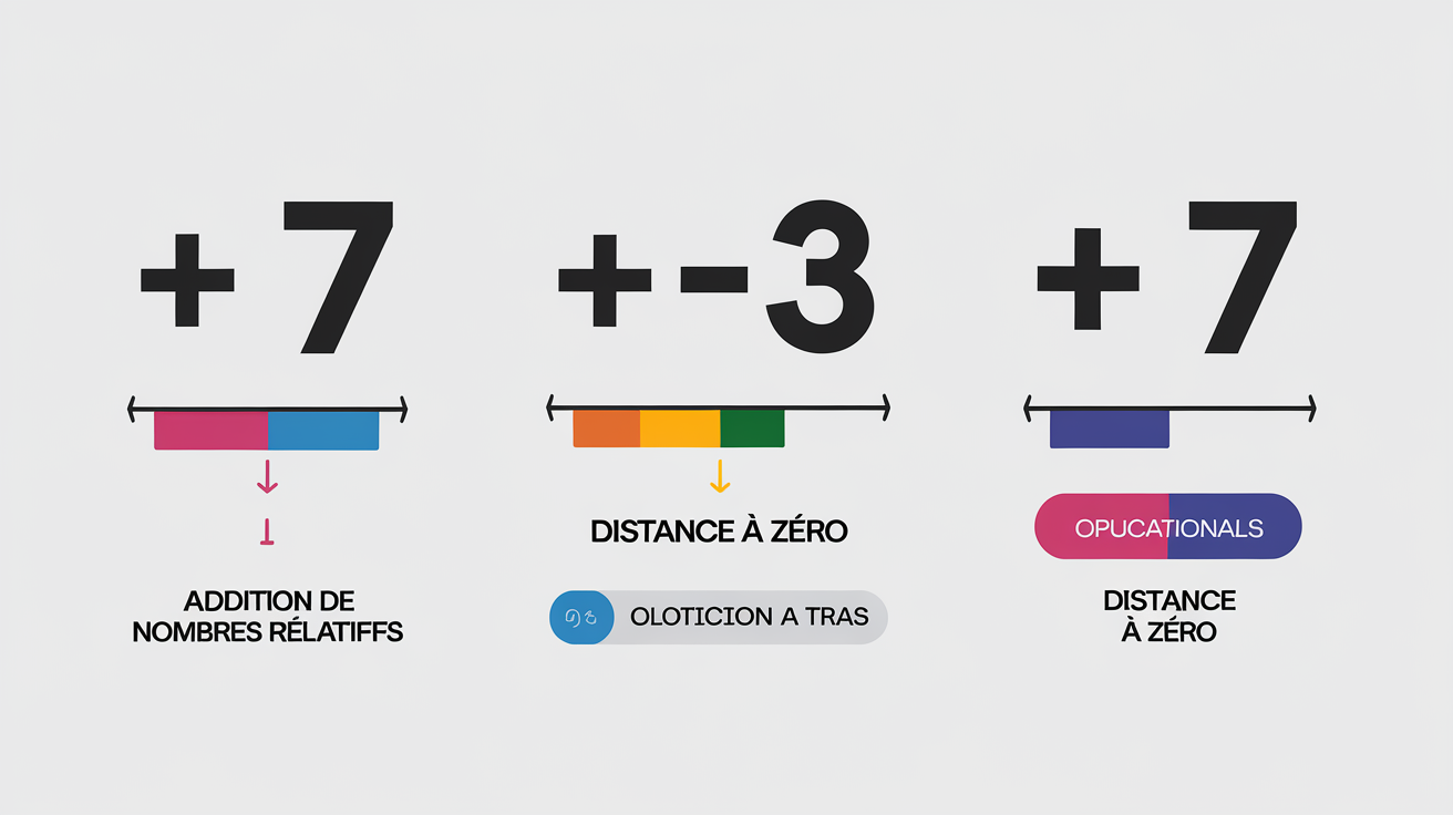 Illustration des trois cas d'addition de nombres relatifs