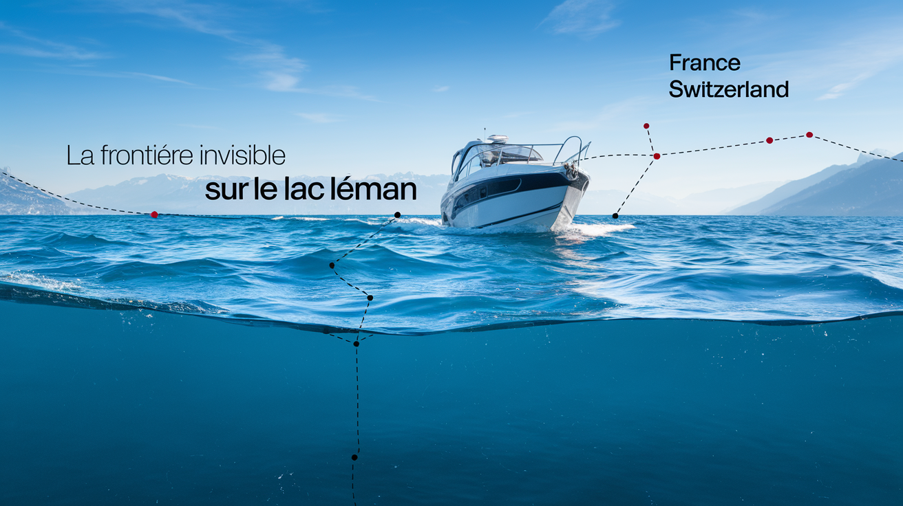 Bateau sur le Lac Léman, frontière France-Suisse