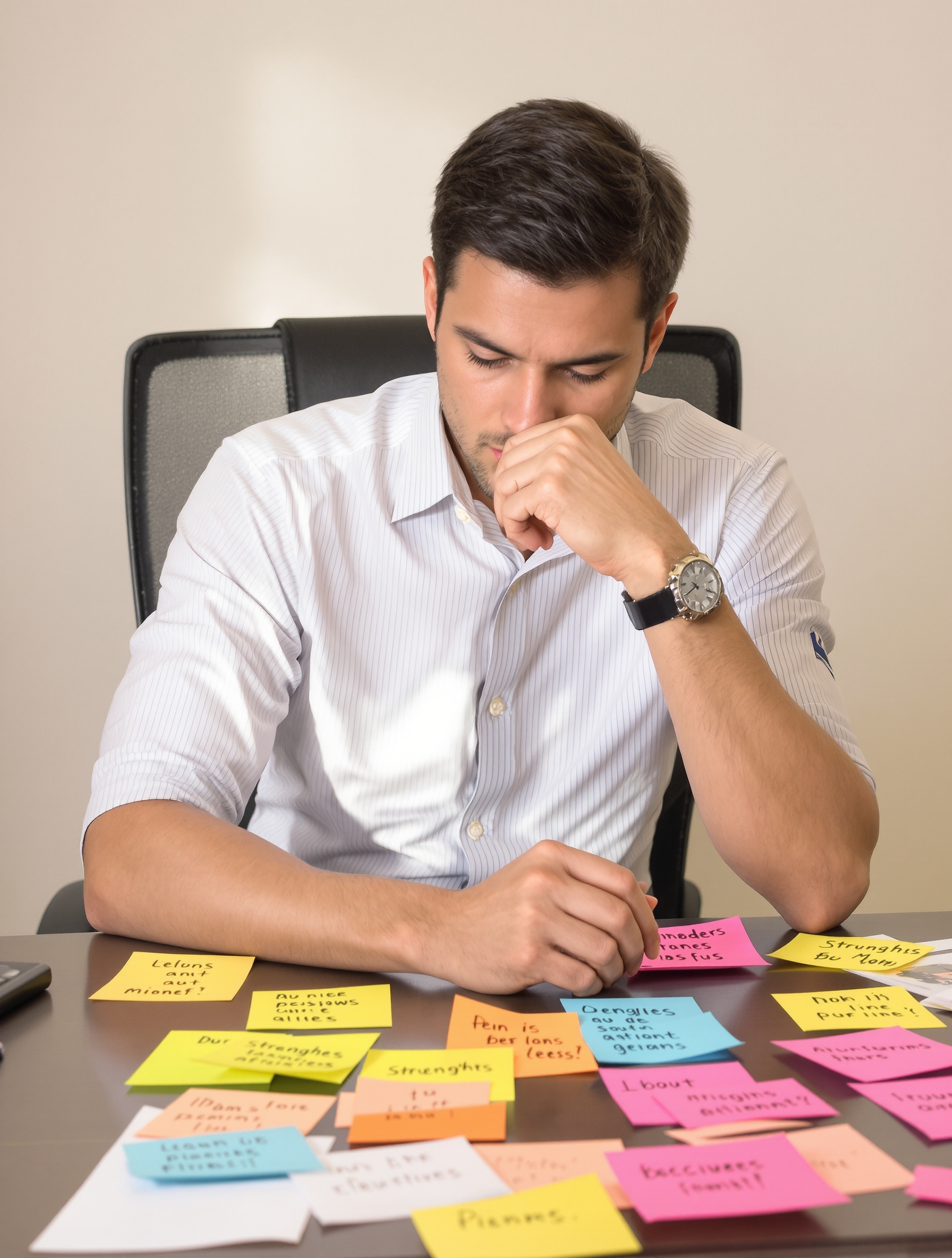 Candidat en pleine introspection professionnelle.
