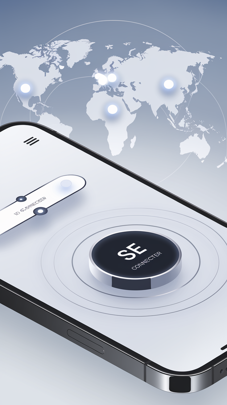 Application VPN moderne avec carte mondiale et serveurs