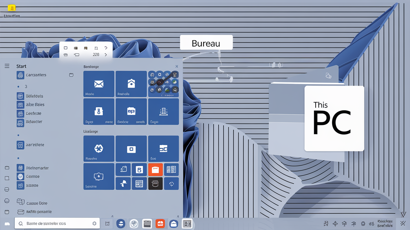 bureau Windows avec éléments étiquetés