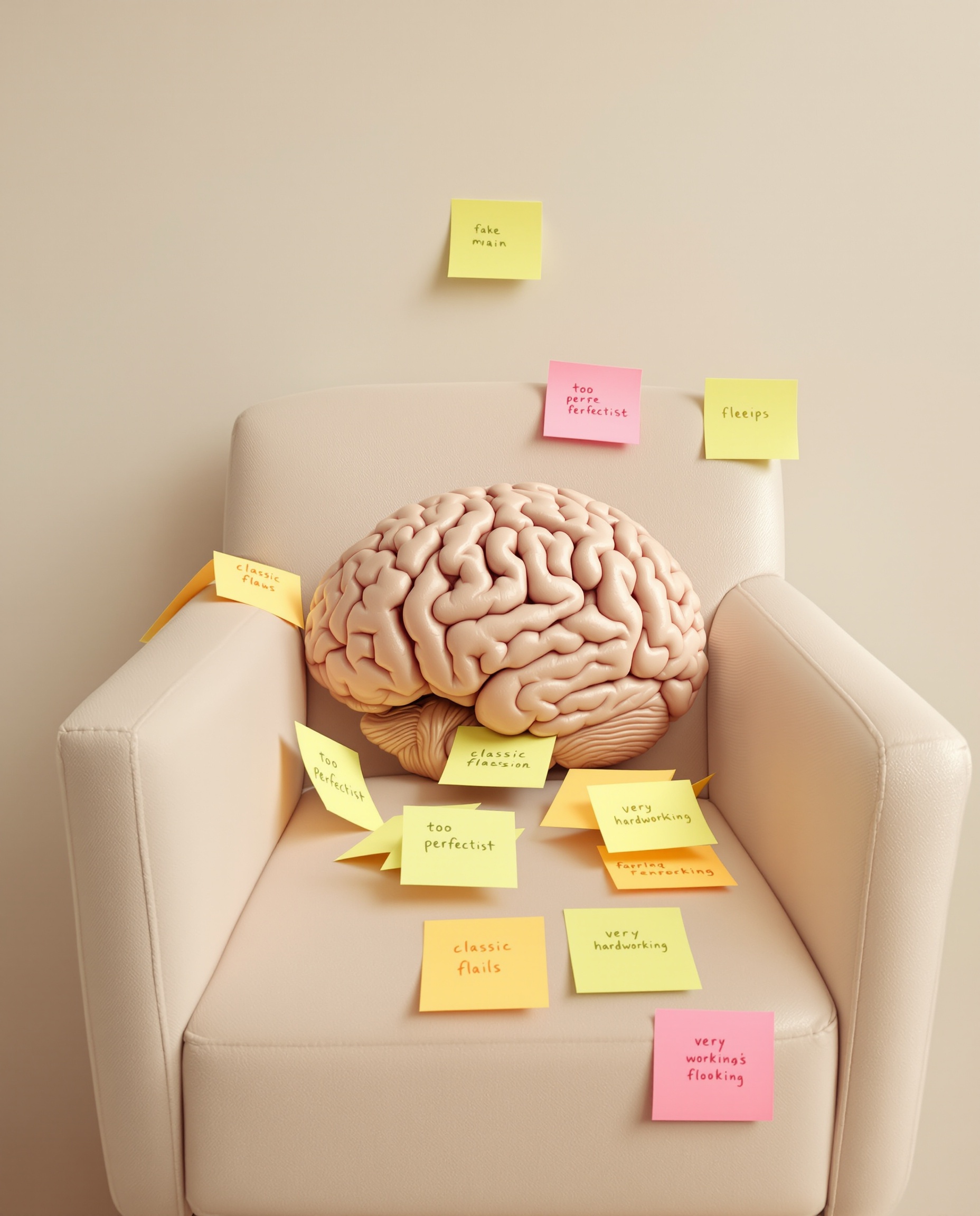 Cerveau endormi entouré de faux défauts classiques lors d'un entretien.