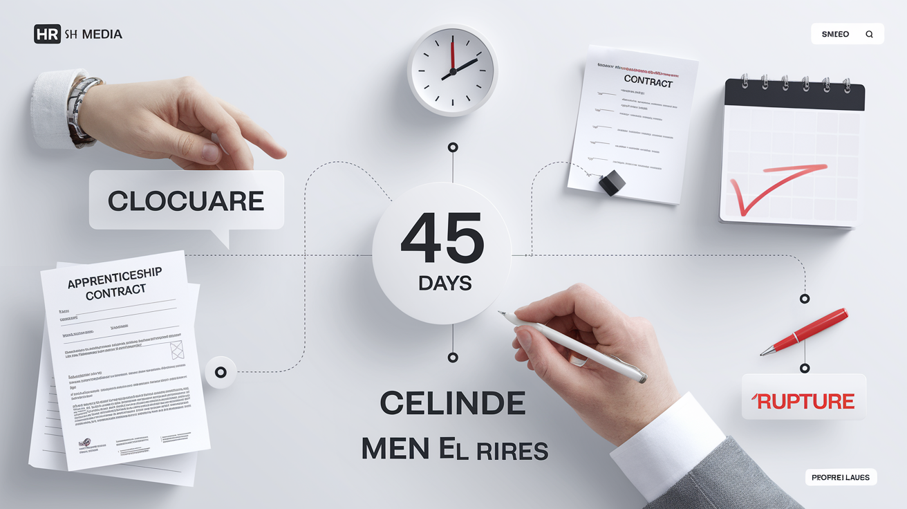 Checklist signature apprentissage : signature, horloge 45 jours, document officiel.