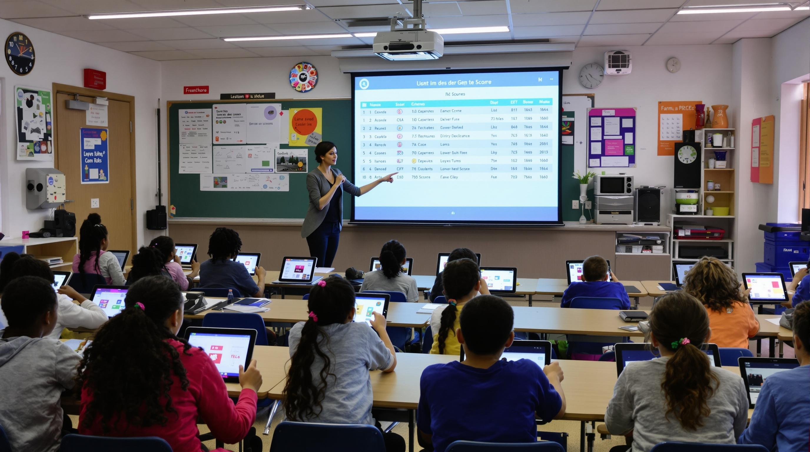 Séance Calcul@TICE avec projection des scores et tablettes
