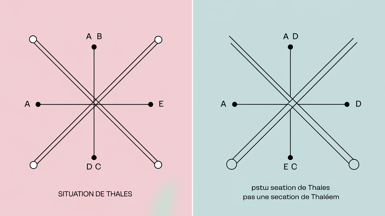 Comparaison entre une situation correcte pour le théorème de Thalès et une configuration incorrecte