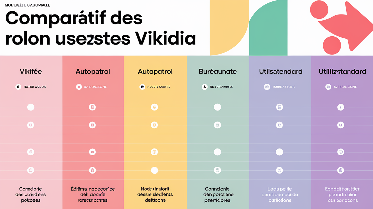 Tableau rôles utilisateurs Vikidia pouvoirs limitations