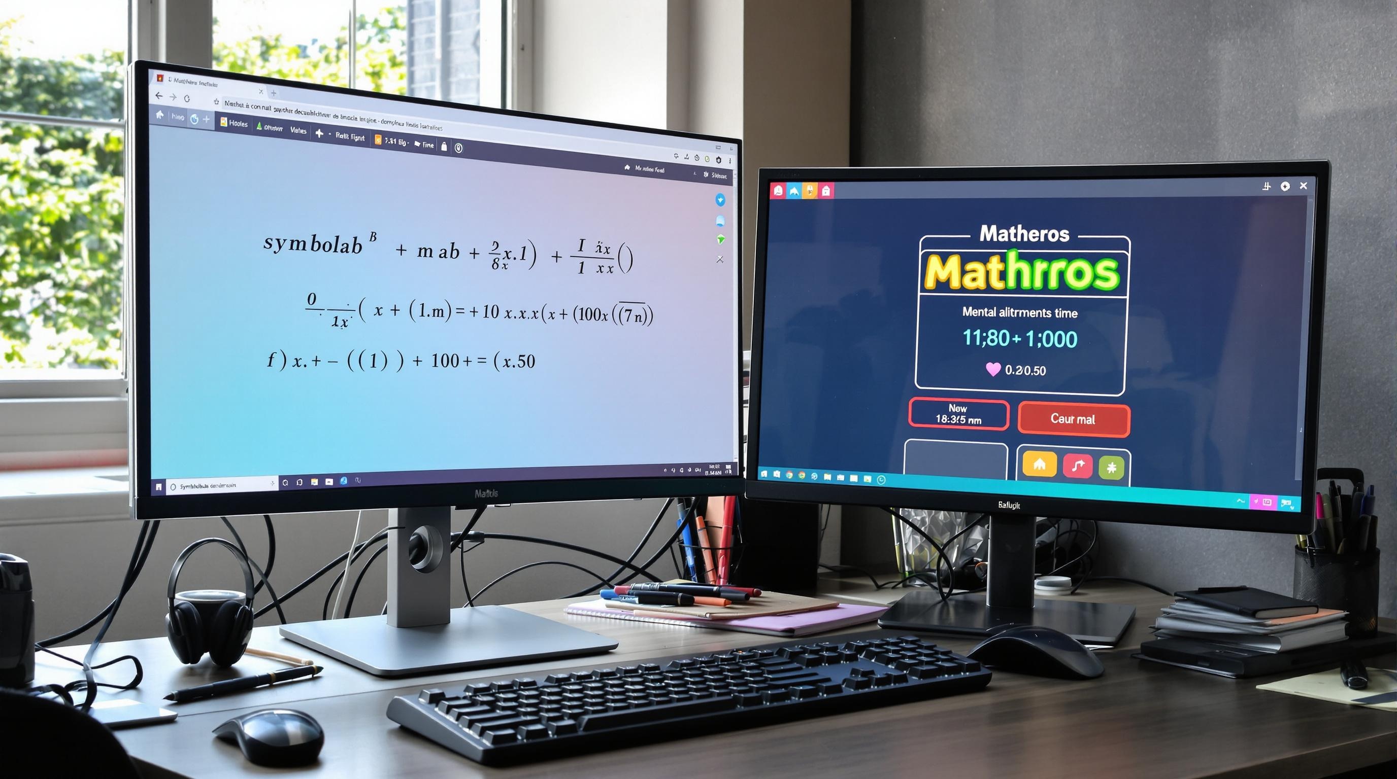 Session double écran : résolution Symbolab + défi mental Mathéros
