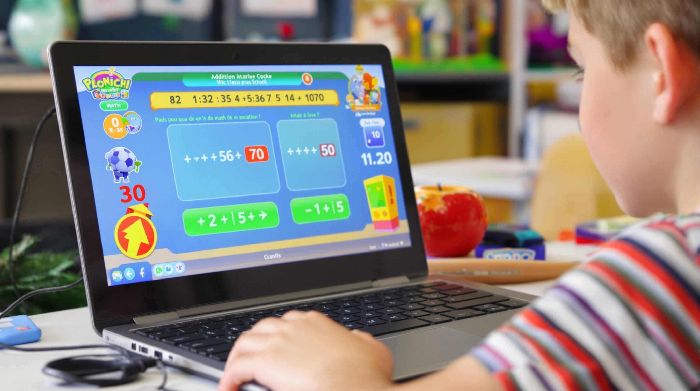 Élève de CE2 utilisant un jeu éducatif sur LogicielEducatif