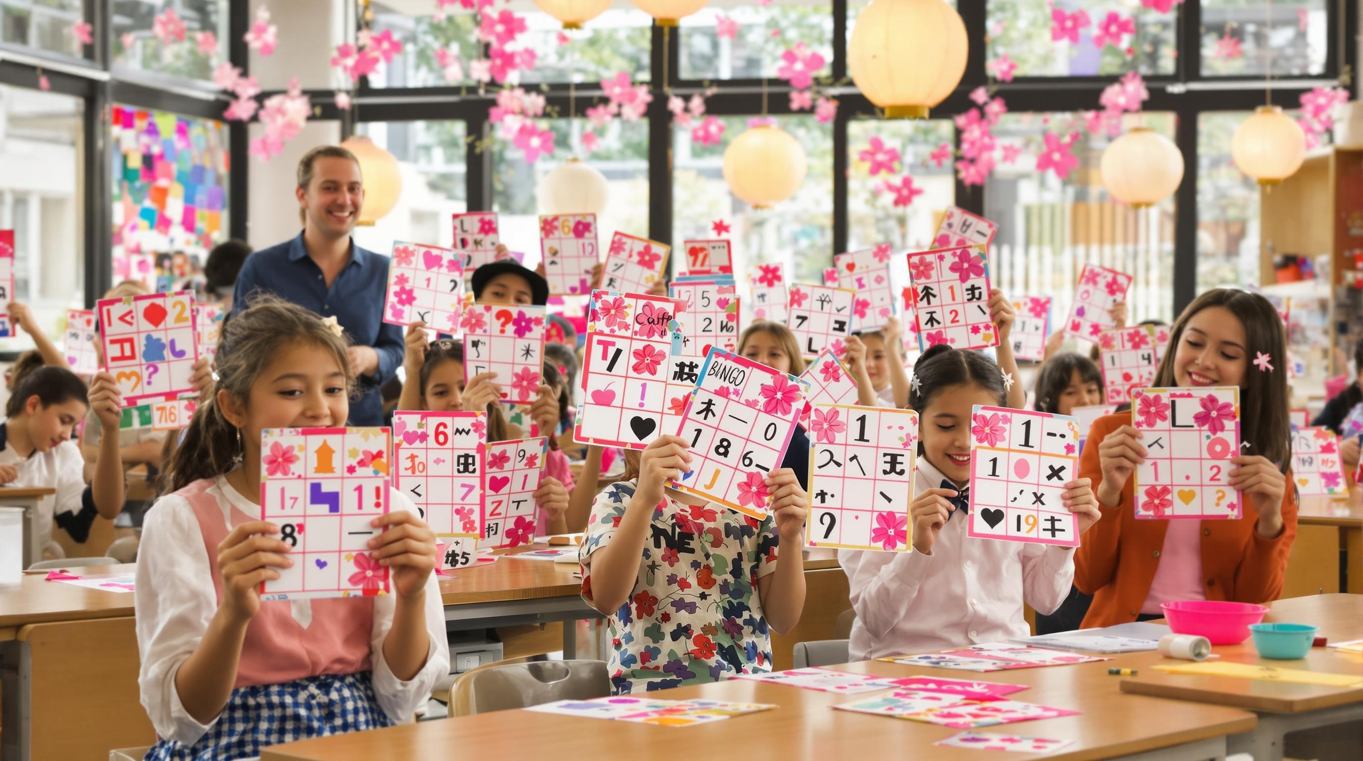 Élèves CE2 bingo ponctuation Japon déco sakura