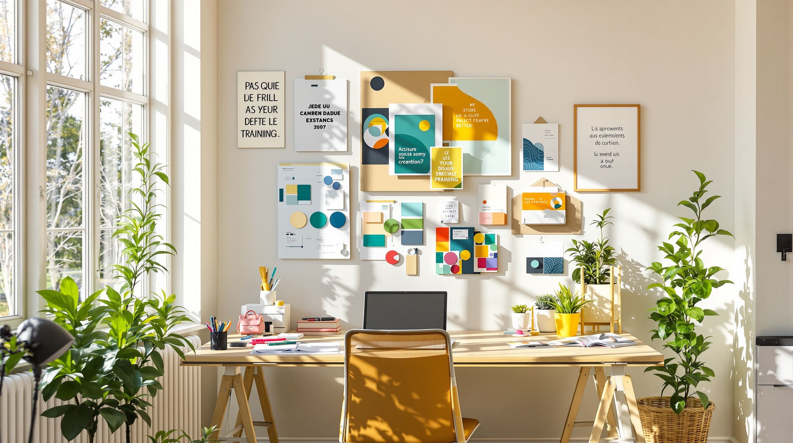 Espace de travail inspirant pour un architecte d'intérieur en formation
