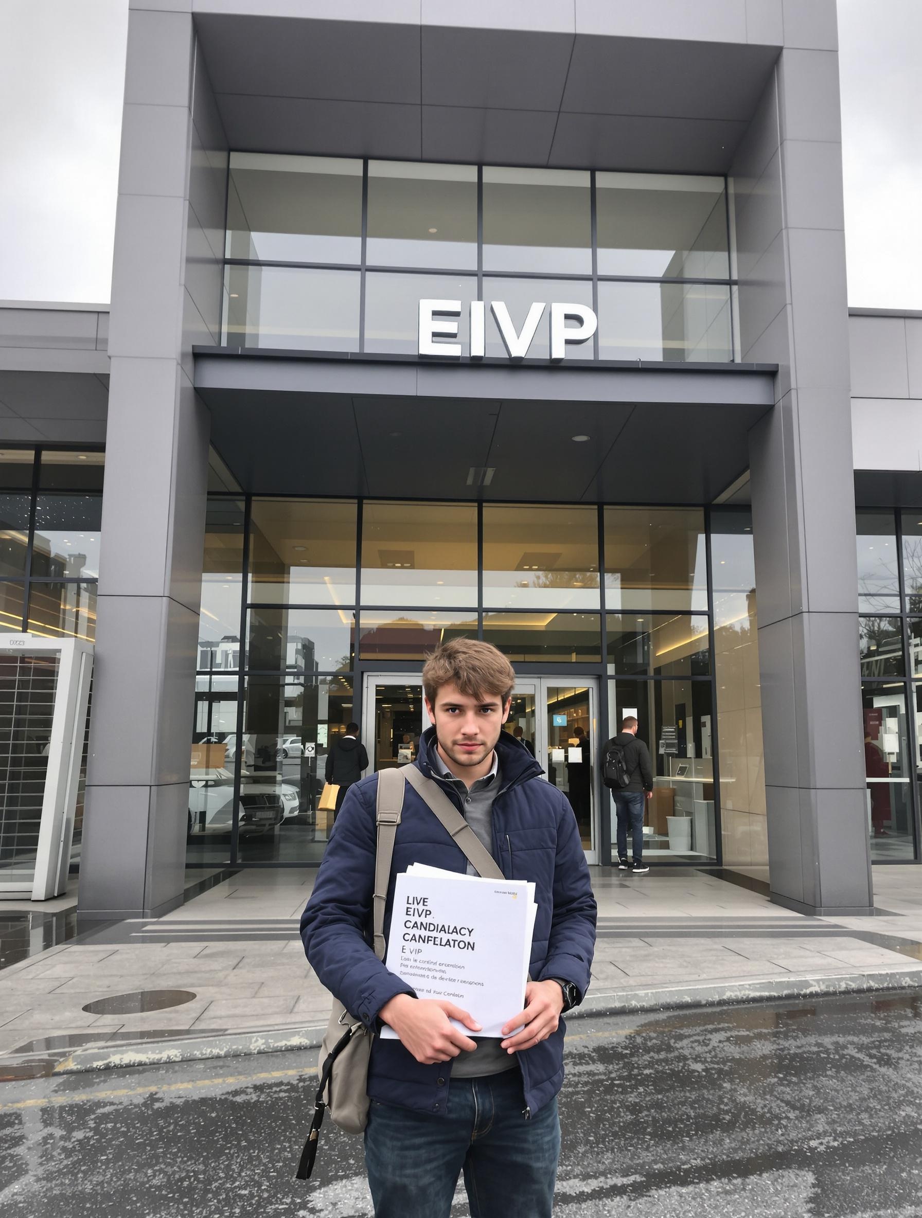 Étudiant hésitant devant l’entrée de l’EIVP à Paris