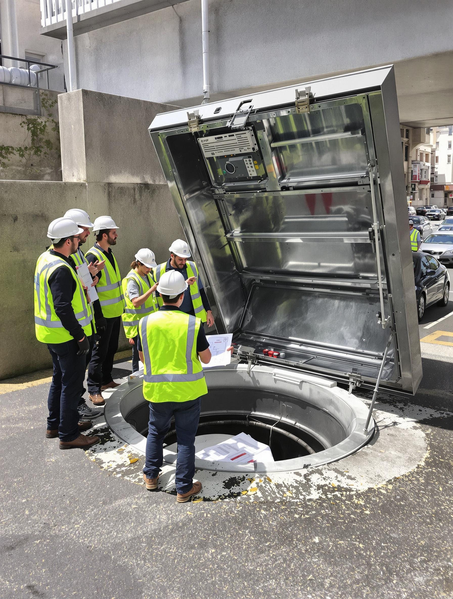 Étudiants EIVP en équipement de chantier inspectant un réseau d’assainissement sur le périphérique parisien