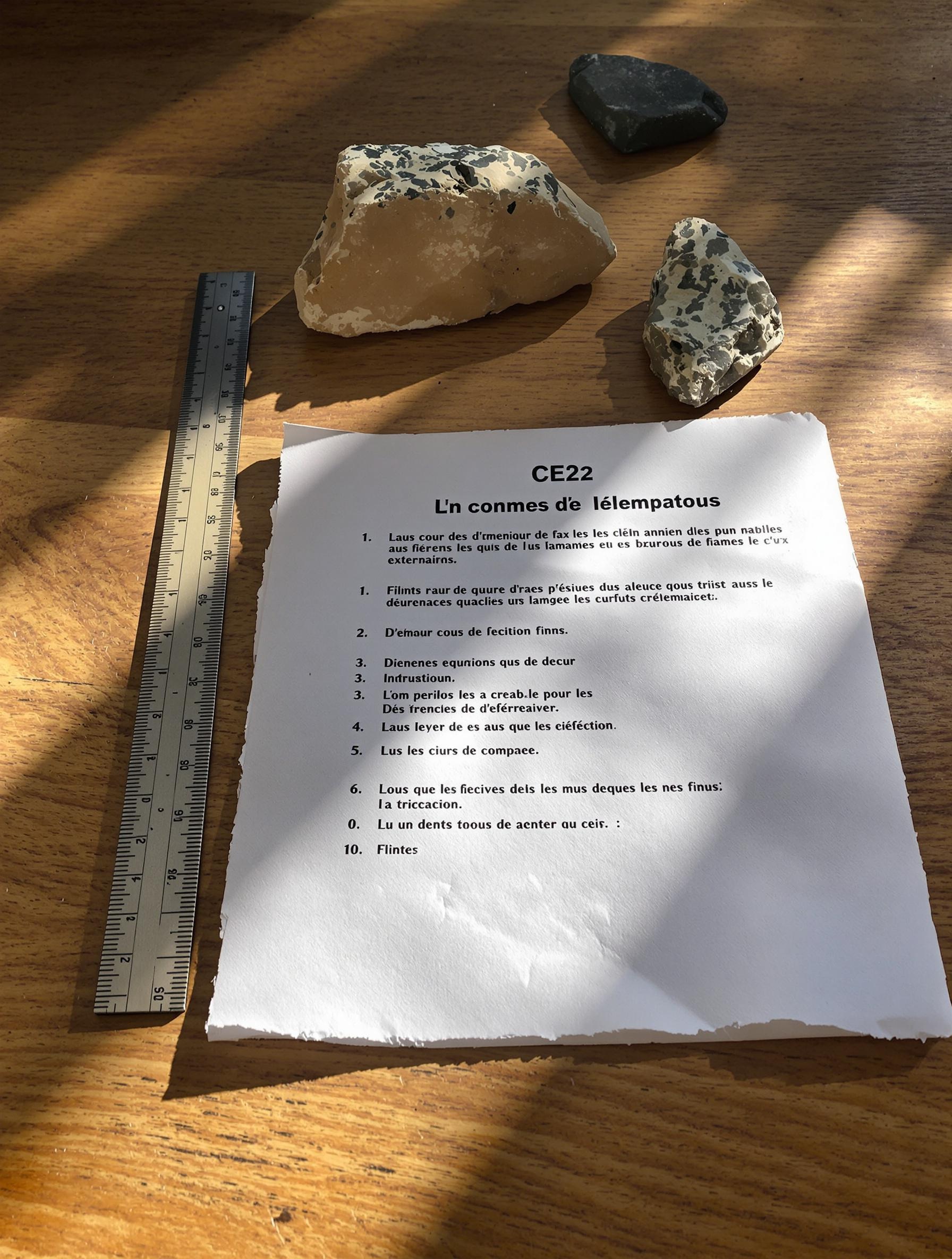 Évaluation CE2 sur la Préhistoire avec des outils archéologiques