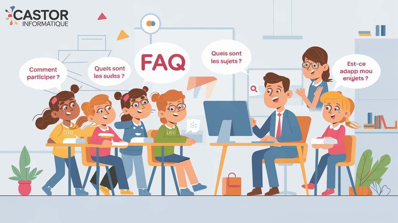 Tableau FAQ du concours Castor Informatique, ambiance élève-prof