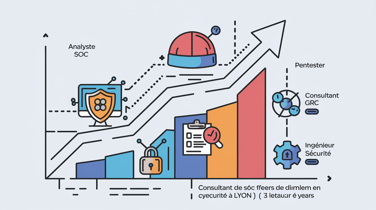 Graphique de la croissance des offres d'emploi en cybersécurité à Lyon de 2021 à 2024