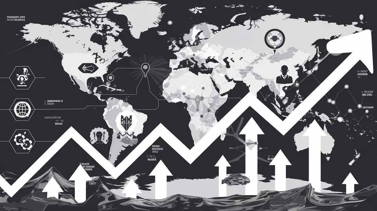 potentiel de croissance et risques pays émergents, illustration stylisée