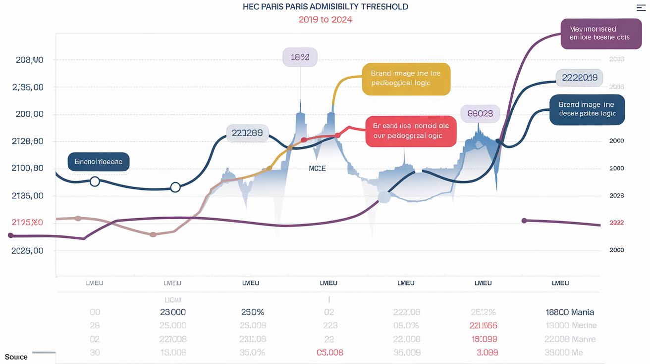 Graphique montrant l'évolution des barres d'admissibilité à HEC Paris