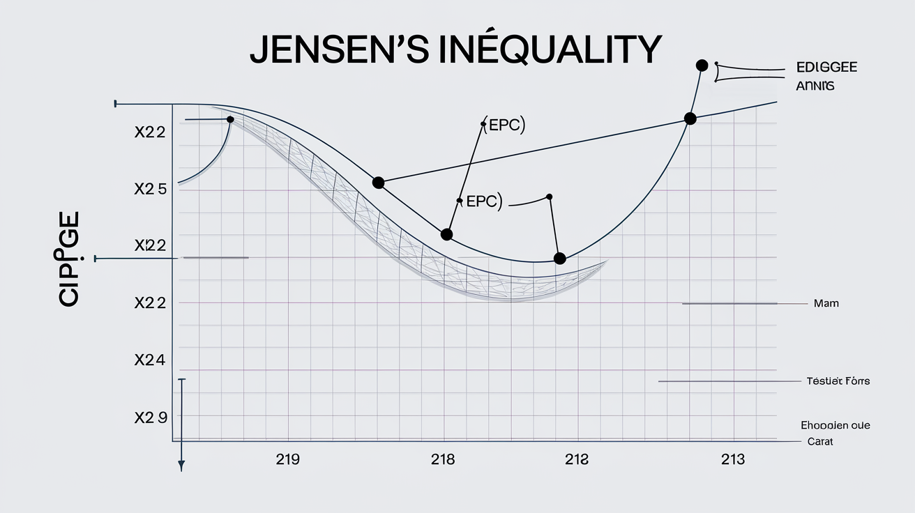 Graphique pédagogique inégalité Jensen exp corde aire hachurée