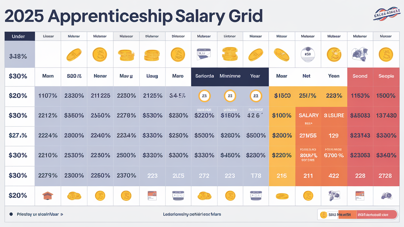 Tableau visuel grid salaire apprentissage 2025 tranches d’âge ancienneté France