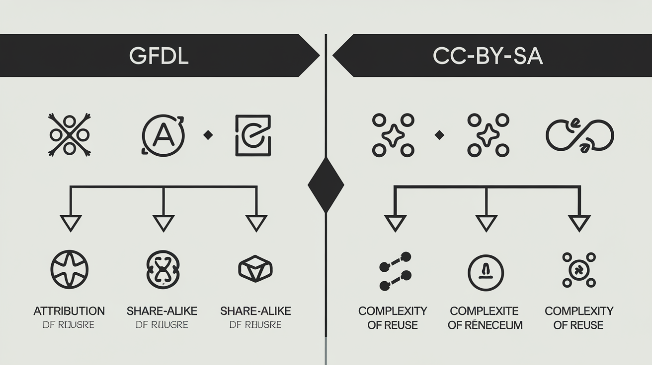 Infographie comparant les licences GFDL et CC-BY-SA