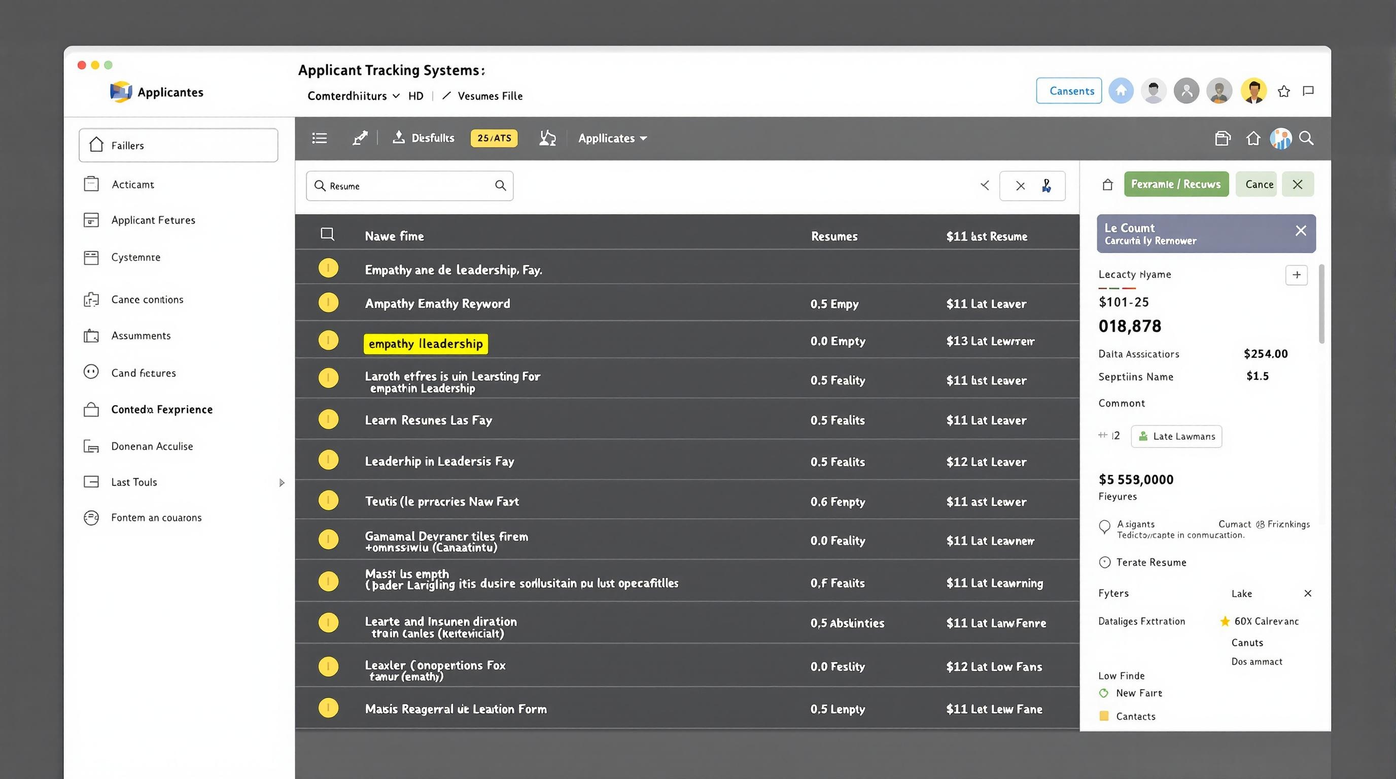 Interface d’un logiciel de tracking soulignant empathie et leadership