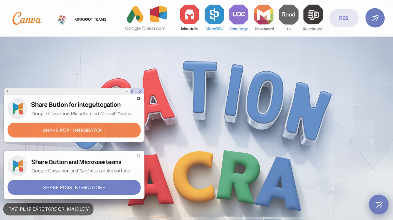 Interface d’intégration Canva avec Google Classroom, Microsoft Teams et les principaux LMS