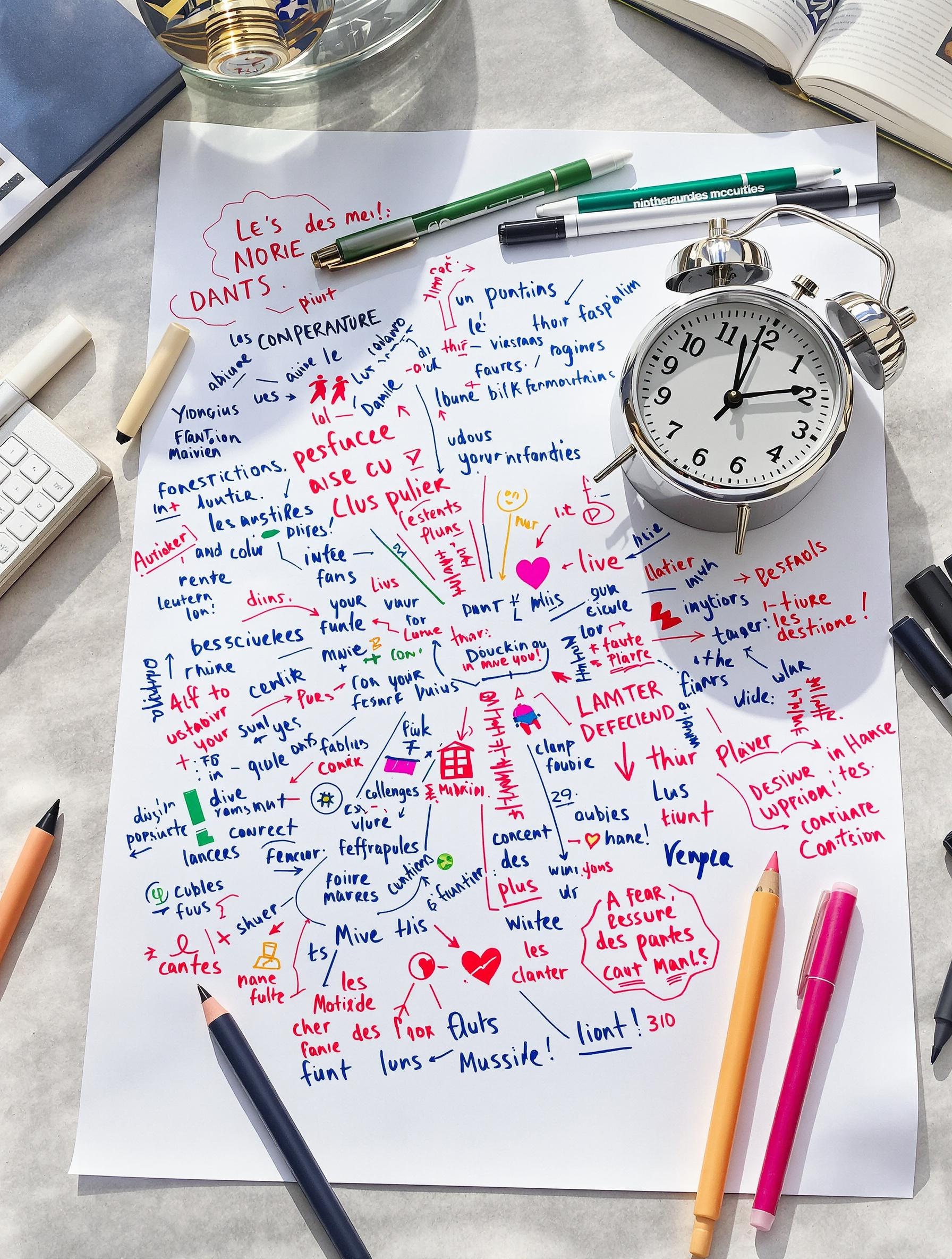 Carte mentale manuscrite illustrant une méthode rapide pour organiser ses idées en philosophie