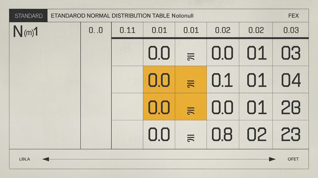 Mini-tableau loi normale N(0,1) lignes colonnes x=0,00 à x=0,03
