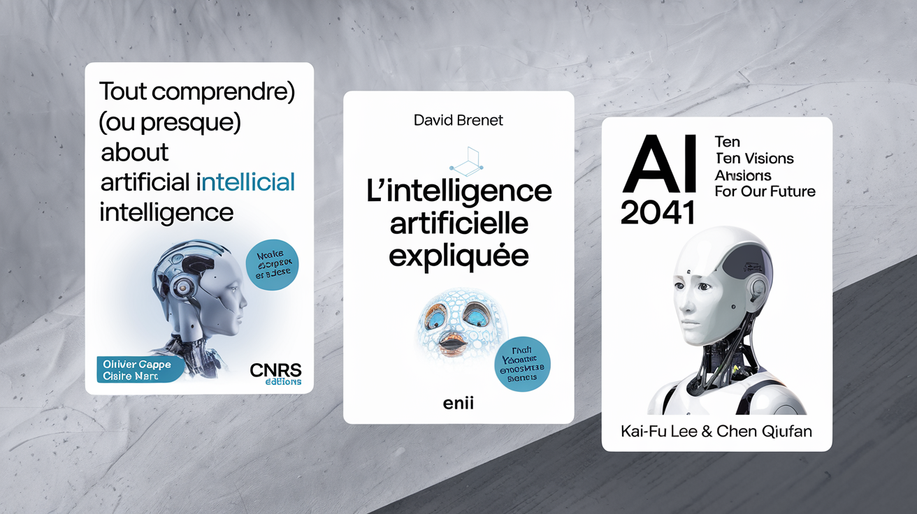 Covers des livres Tout comprendre sur l'IA, L'intelligence artificielle expliquée, AI 2041