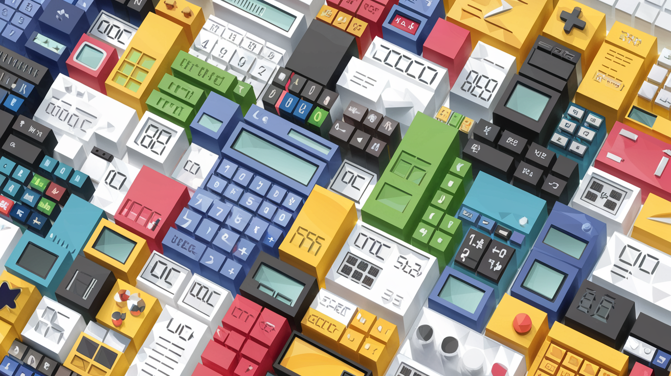 Mosaïque icônes différentes calculatrices scientifiques en ligne