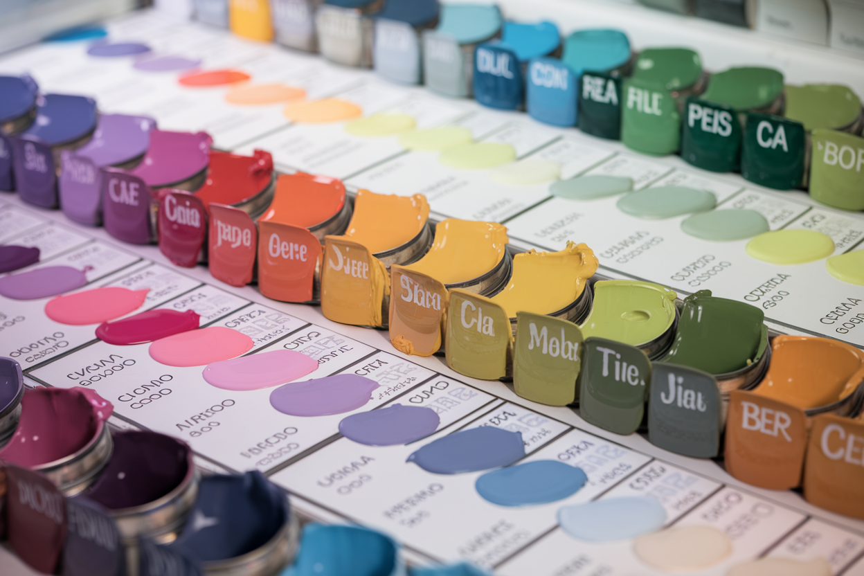 Palette de peinture éclatante avec couleurs espagnoles étiquetées