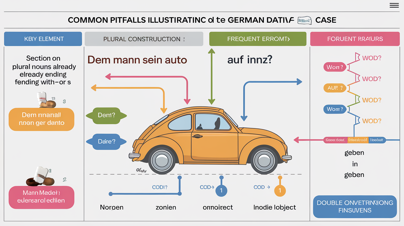 Schéma des pièges courants liés au datif en allemand.