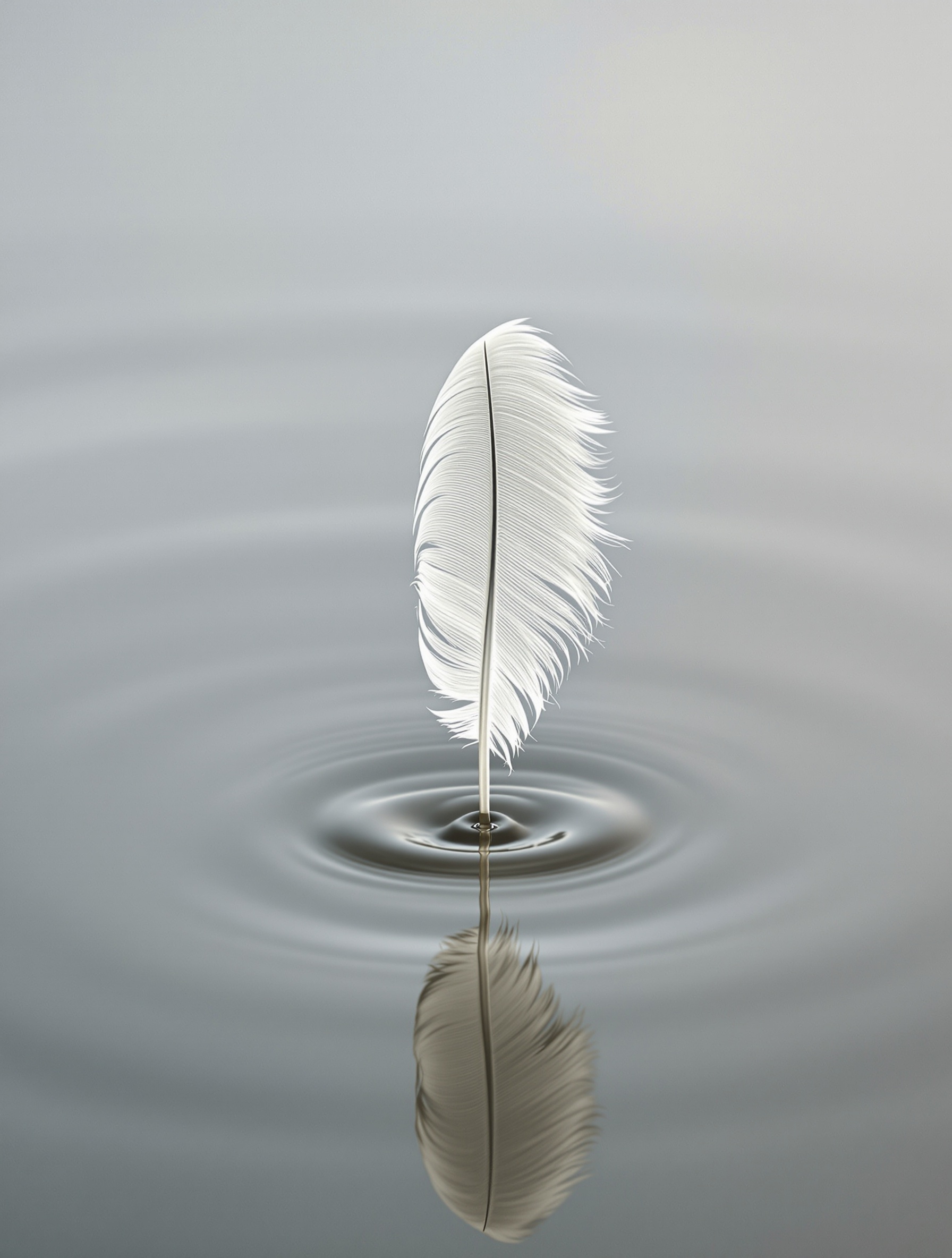 Plume tombant dans l'eau, symbole de la fragilité humaine face à l'ambition
