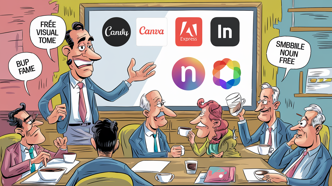 Illustration humoristique d’un professeur utilisant des outils visuels gratuits en salle des profs