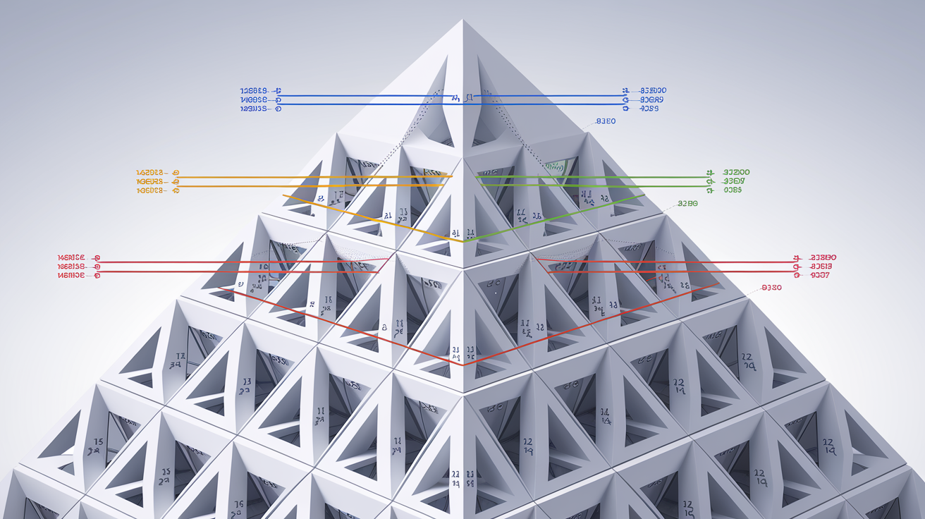 Pyramide de Pascal montrant la structure tétraédrique des coefficients trinominaux