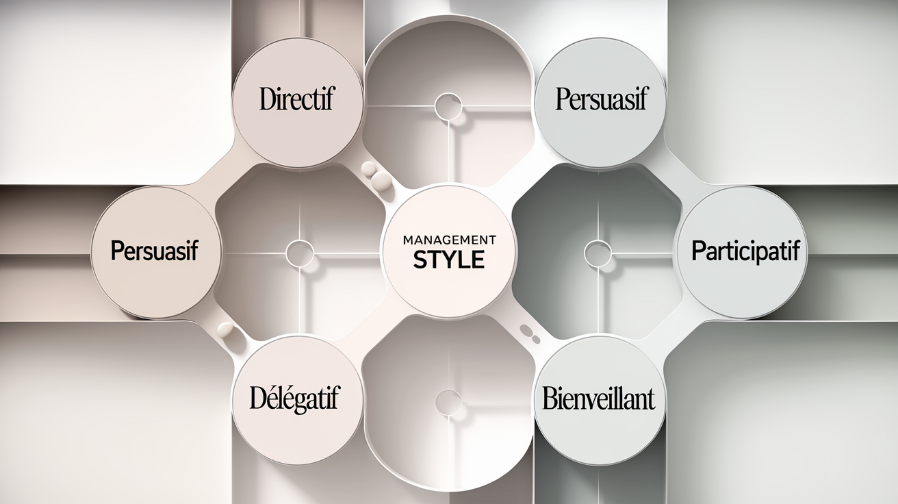 Schéma des 5 styles de management en bulles reliées