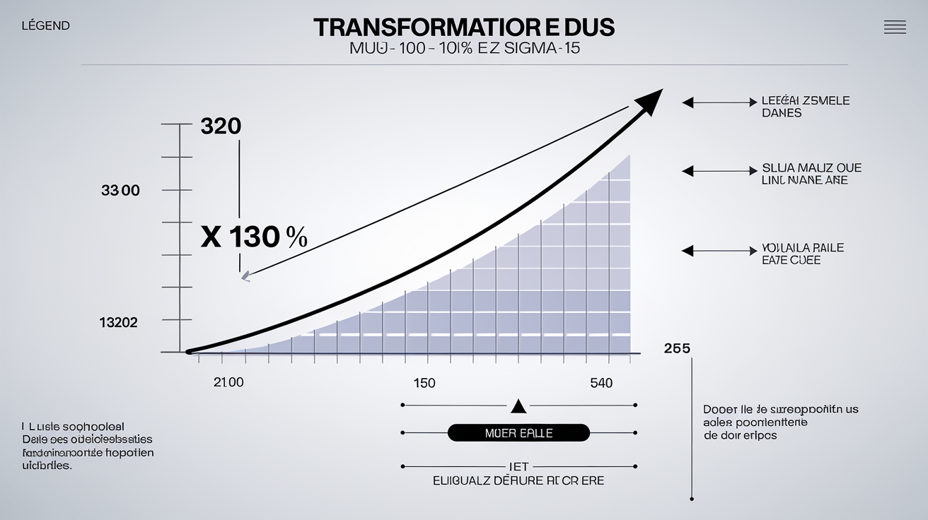 Schéma transformation axe X mu=100 sigma=15 flèche vers axe Z position valeur critique