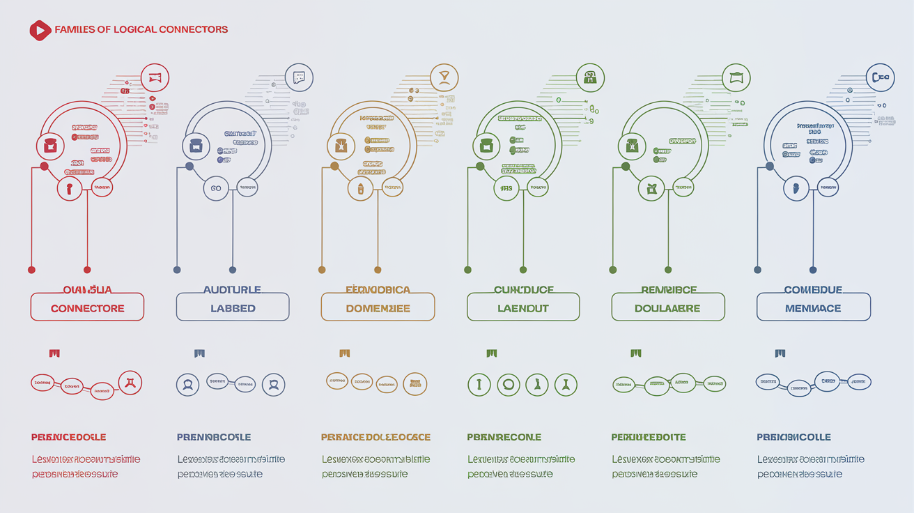 Schéma des familles de connecteurs logiques en français