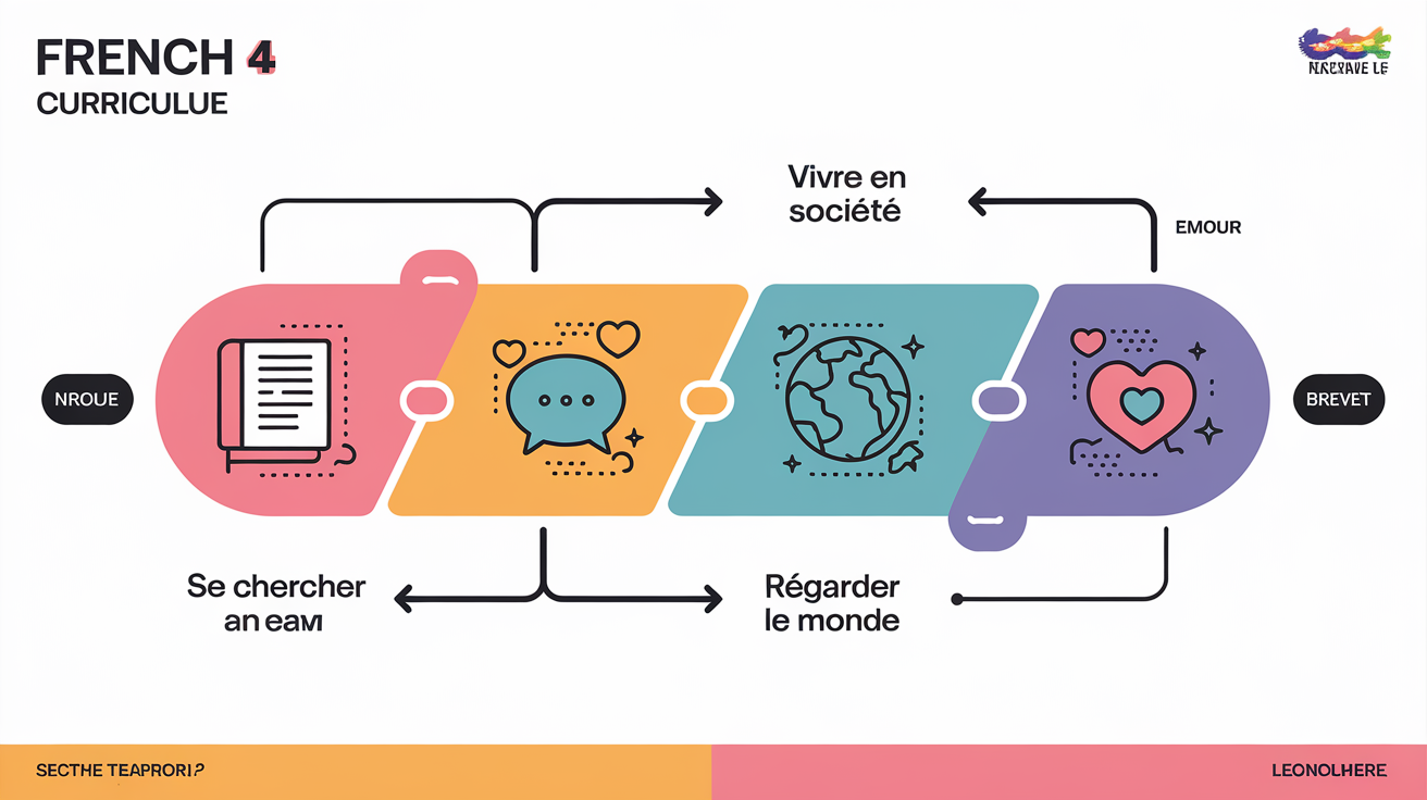 Schéma des quatre grandes entrées thématiques du programme de français en 4e