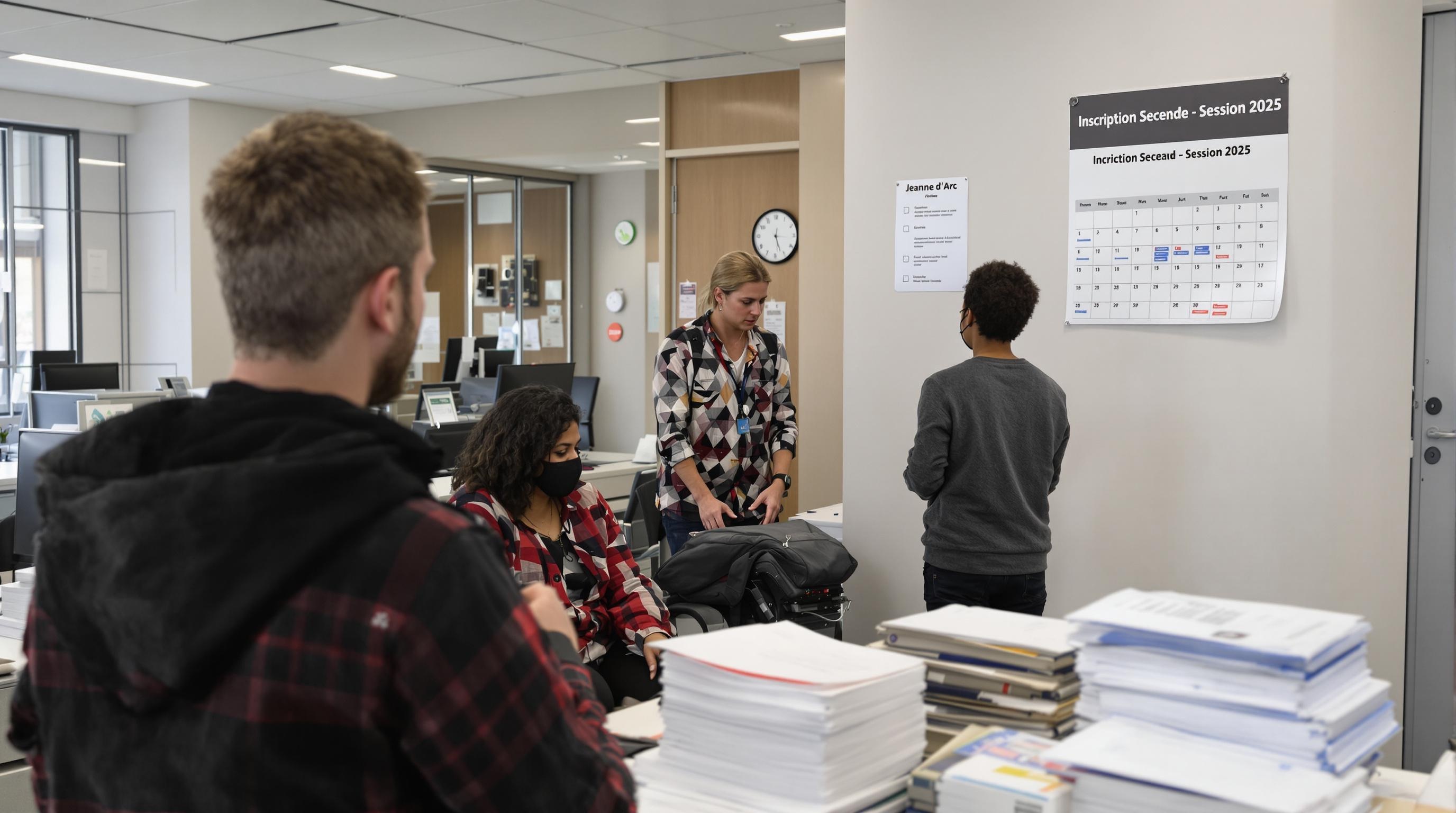 Parents au secrétariat du lycée Jeanne d’Arc Caen, dossier complet et calendrier admissions