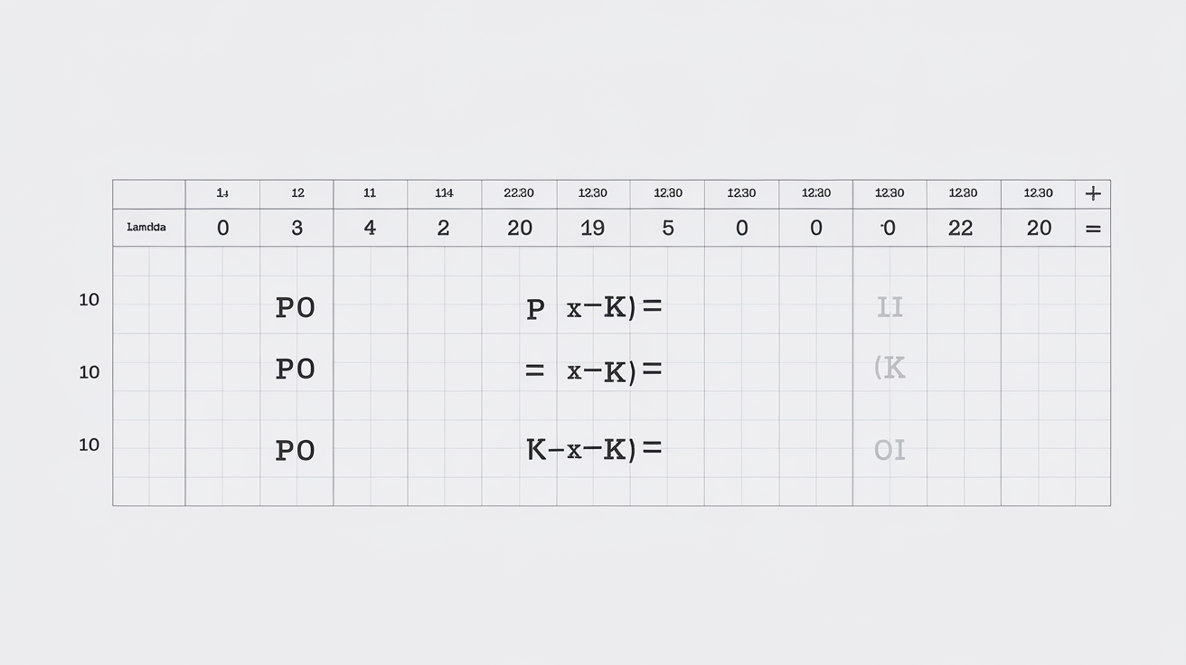 Exemple de table de probabilités pour la loi de Poisson avec lambda=4.