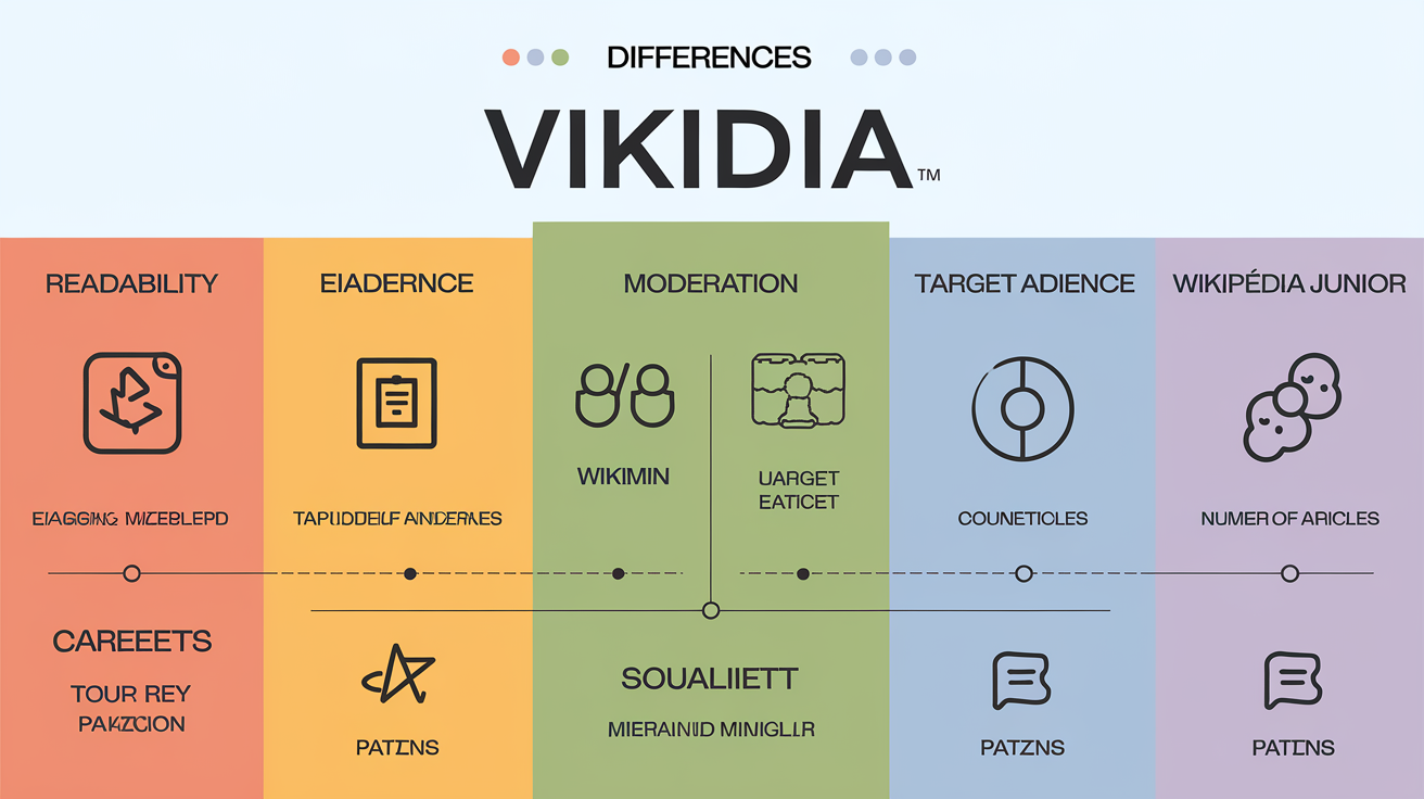 Comparatif des fonctionnalités Vikidia, Wikimini et Wikipédia Junior