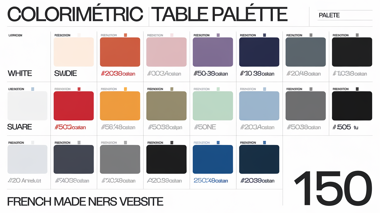 Palette anglais-français avec codes hex et nuancier moderne