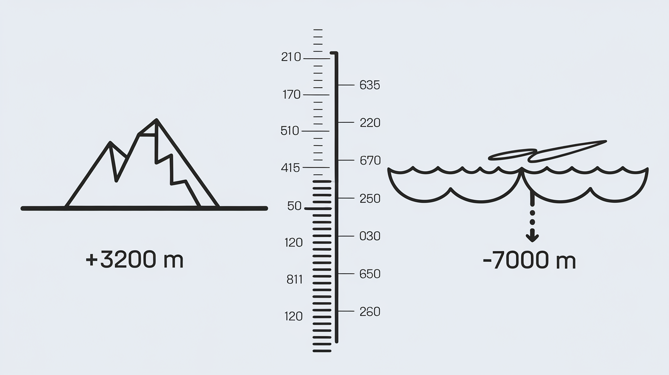 Schéma illustrant les altitudes positives et négatives